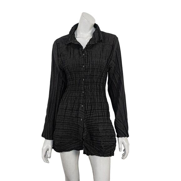 Alquema Women's Vita Shirt Button up Pleated in satin backed polyester sz 2 NWT - Picture 1 of 11